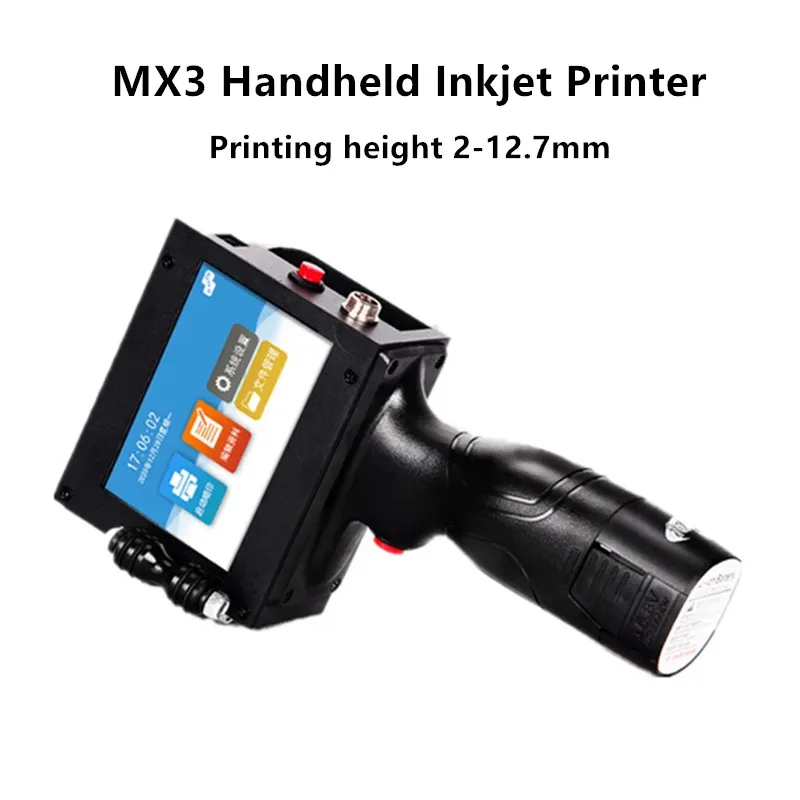 

MX3 Product Name Batch Number Date Barcode QR Code Package label 2-12.7mm Handheld Portable Wireless 600DPI HD Inkjet Printer