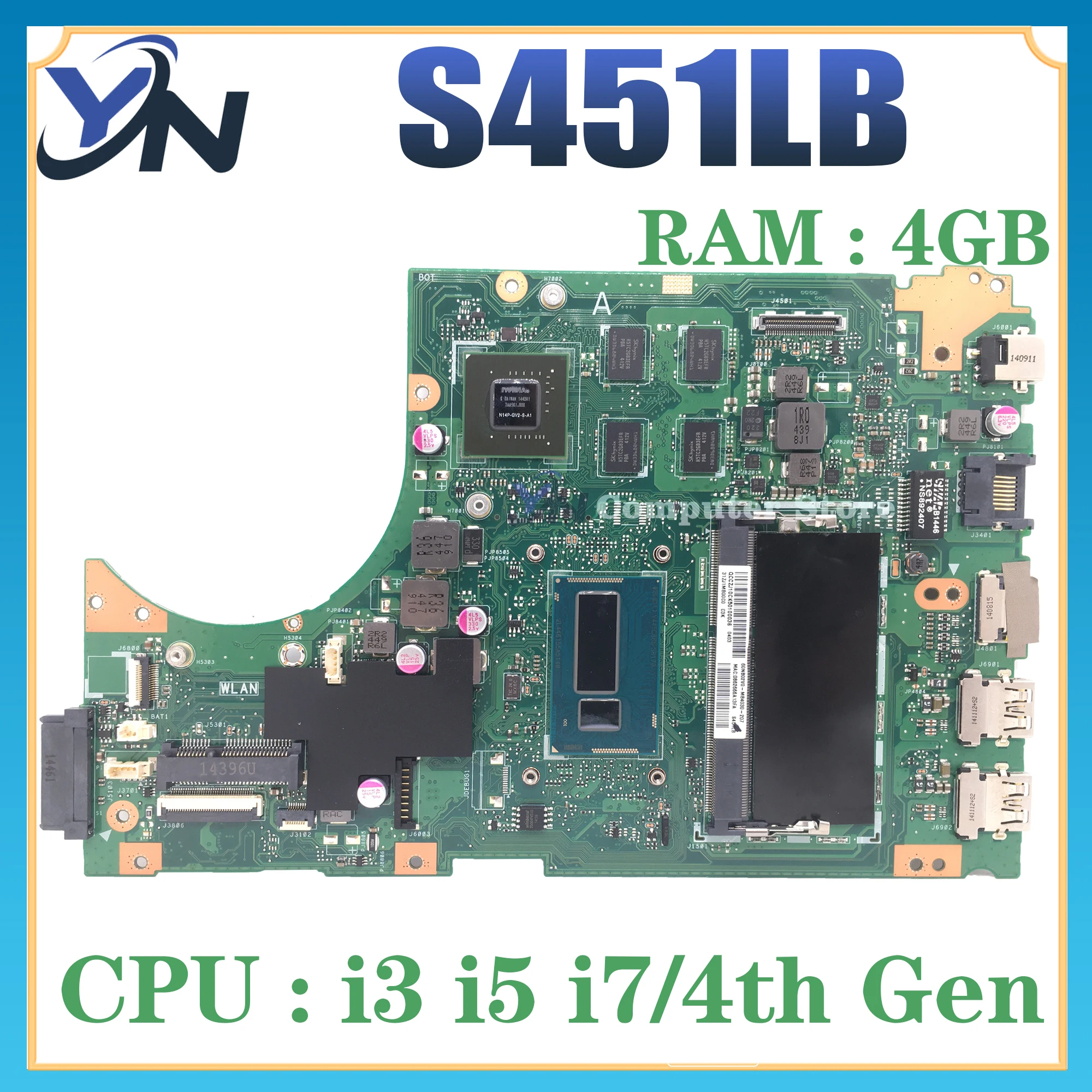 V451L Scheda Madre Per ASUS S451L S451LN S451LB S451LA S451 R451L K451L Scheda Madre Del Computer Portatile Con i3 i5 i7 UMA/PM 4GB/RAM