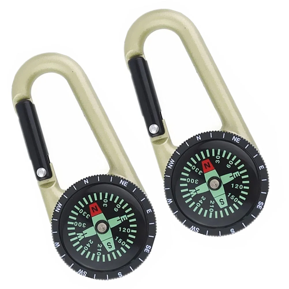 

2 Pcs Compass Keychain Hiking Alloy Camping for Kids Equipment Quick Release Carabiner Outdoor Belt Travel