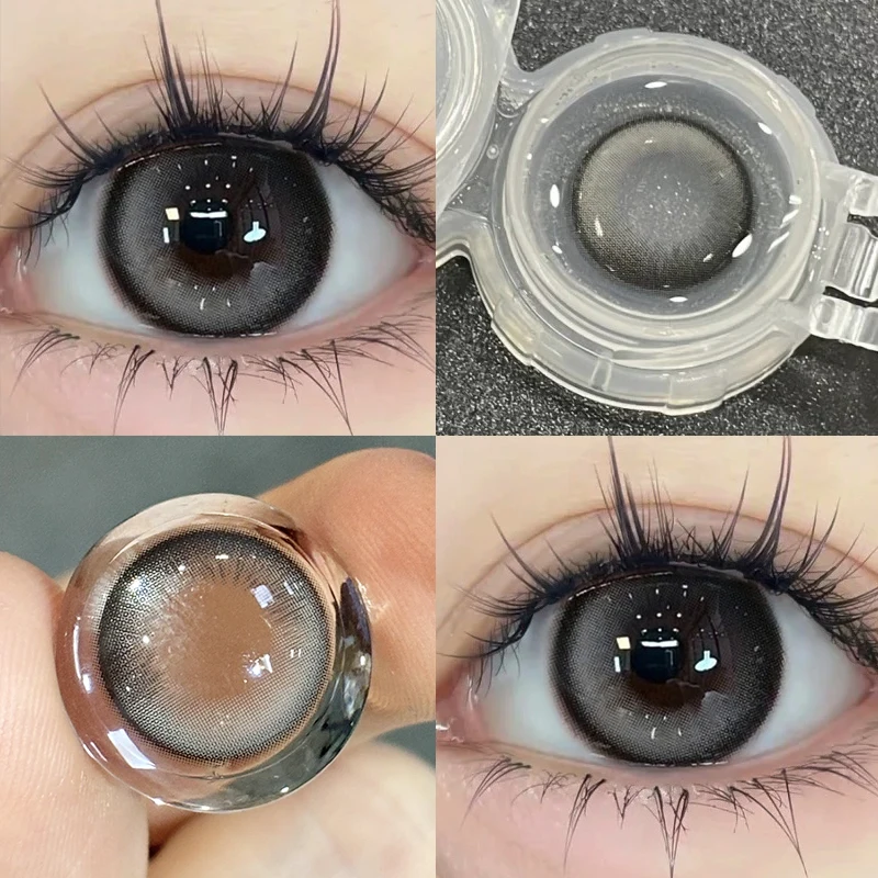 DUOXIU 1Pair Myopia Lenses Blue Color  Degree Myopia Yearly Use Eyes Lenses With Diopters Prescription Fashion Lenses Green Eyes