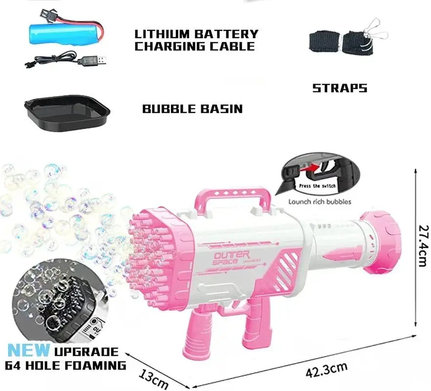 Crianças bolha arma brinquedo astronauta totalmente automático máquina de bolhas arma jogo ao ar livre brinquedo fantasia para meninos meninas presentes