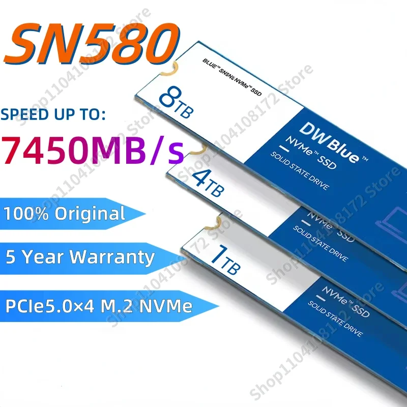 Neue SSD NVME 8 TB M.2 4 TB 2 TB 1 TB 2280 PCIe 4,0 X 4 PRO Festplatte interne Solid State SN580 HDD Festplatte Für PS5 Desktop