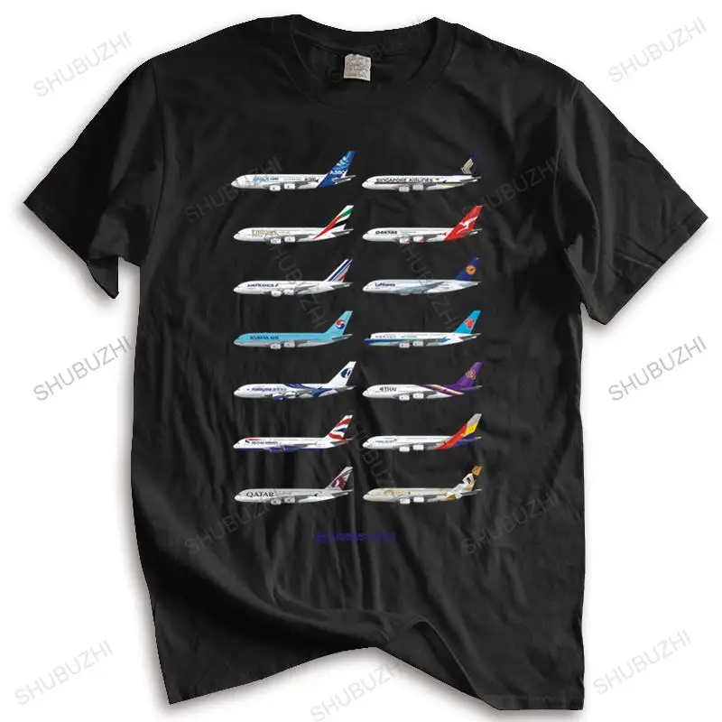 Cotton Tshirt Men Crew Neck Tops AIRBUS AVIATION Flight T-shirt men cotton Lycra top Unisex Teeshirt Euro Size