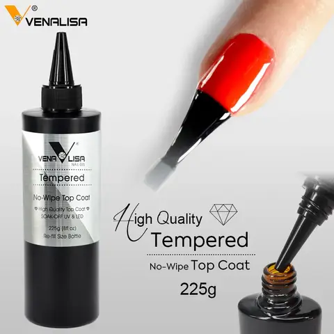 Venalisa-225g 고품질 네일아트 UV, LED 닦지 않음 탑 코트 베이스 코트, 스티키 레이어 없음, 강화 탑코트
