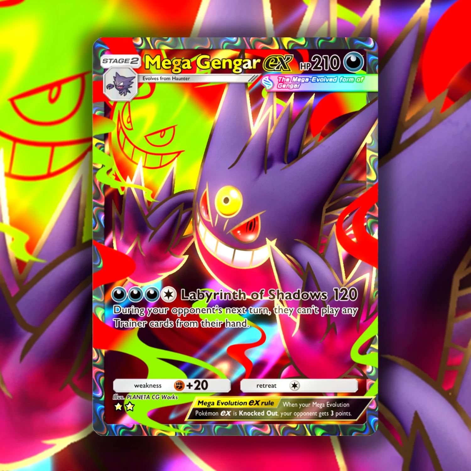 

Новые карточки PKM серии Pocket (B2B) 2026 года: самодельные TCG-карты Mega Gengar ex с выгравированными текстурами, одиночные аниме-карты для коллекционных игр