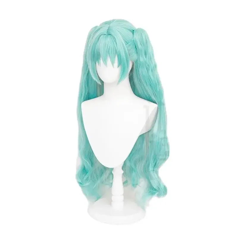 2025 yiyi Anime Miku Cos peluca 80CM doble cola de caballo verde menta resistente al calor pelo sintético Hatsune fiesta de Halloween Cosplay Wi