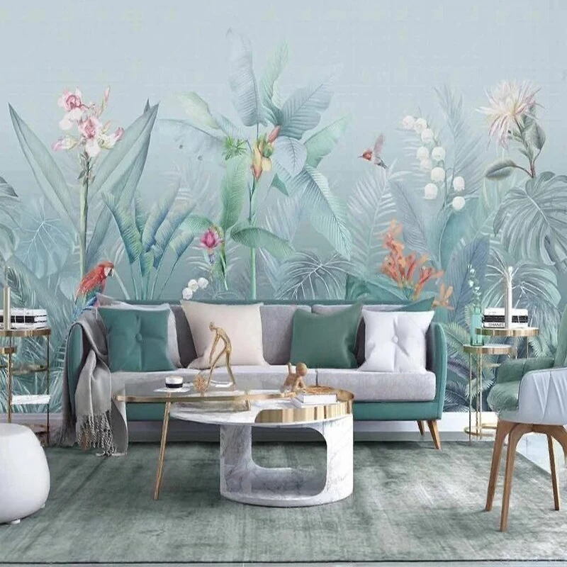 

Customized Wall Mural Hand-Painted Oil Painting Leaf Floral Landscape Nature Scenery Wallpaper for Living Room Bedroom Decor
