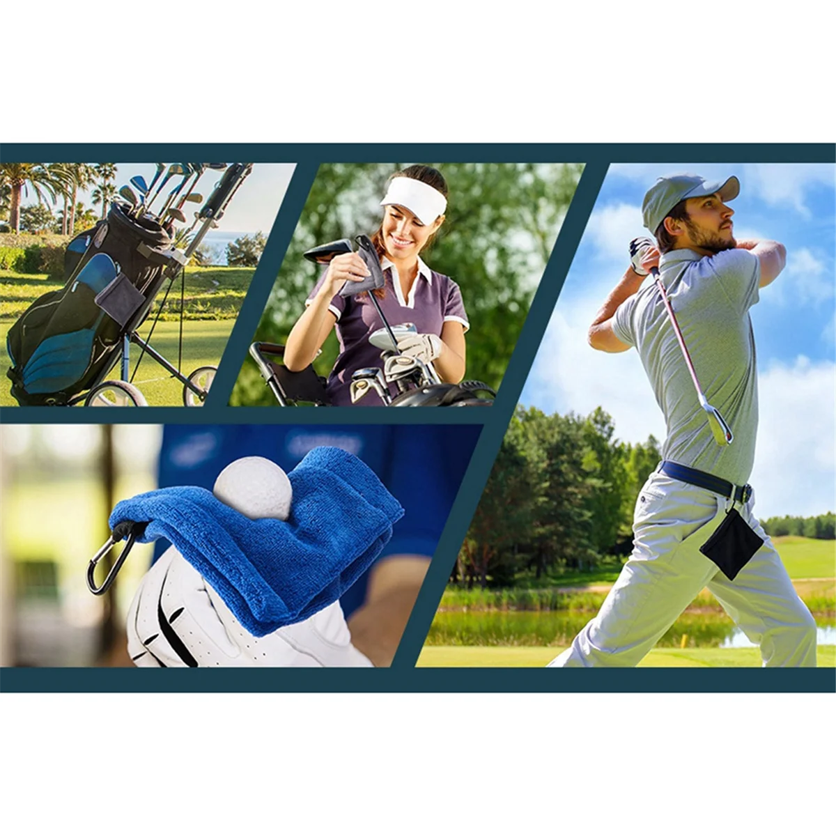 

ABAB Golf Ball Towel with Clips 5.5 X 5.5 Inch Golf Towel Premium Microfiber Golf Ball Cleaner Accessories Black