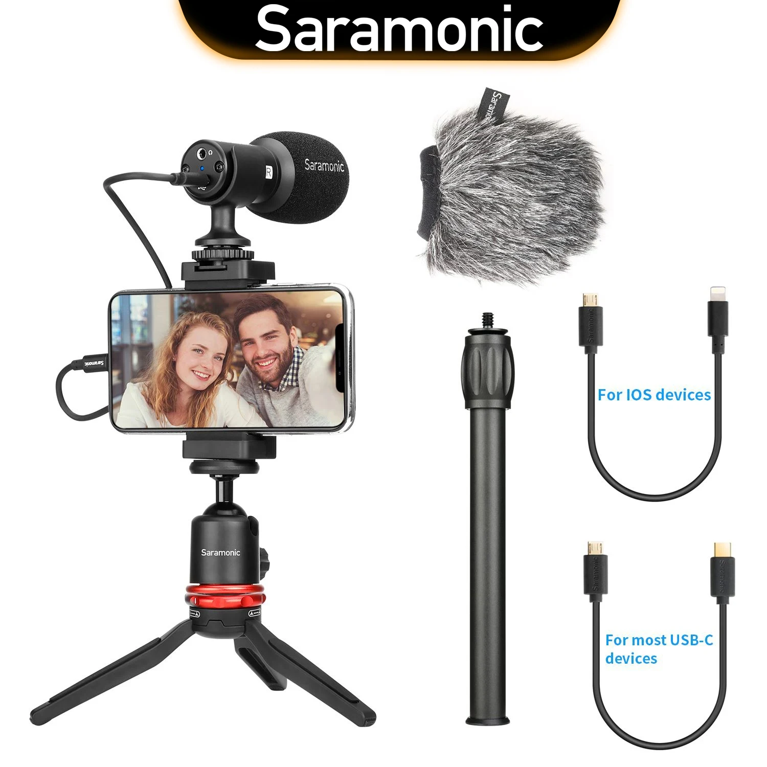 Saramonic SmartMic MTV Smartphone Video Kit for Youtubers Podcasters Vloggers Live Streaming Facebook Blogger Sutdio Recording