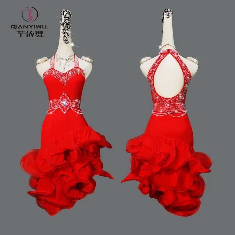 

Профессиональный красный латинский танцевальный конкурс, платье премиум-класса с рыбьей косточкой, маятник, женский художественный экзамен, комплект из 1 предметов