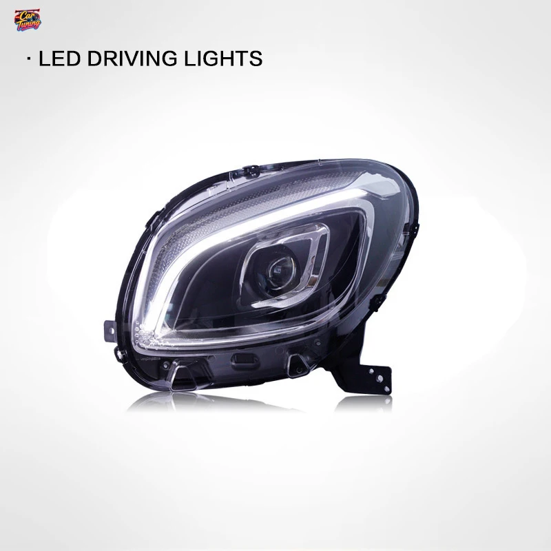 Suitable for Mercedes-Benz Smart headlight assembly modification with full LED daytime running lights and blue-tinted lens headl