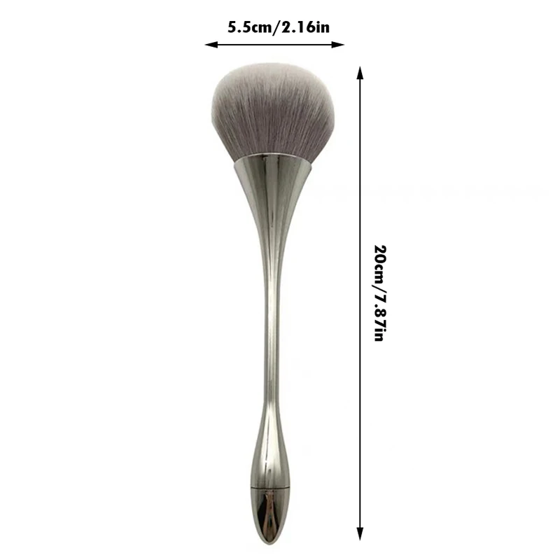 Brosse à ongles argentée pour manucure, grande tête douce, livres de poussière de polissage de gel, accessoires d'art d'ongle, outils