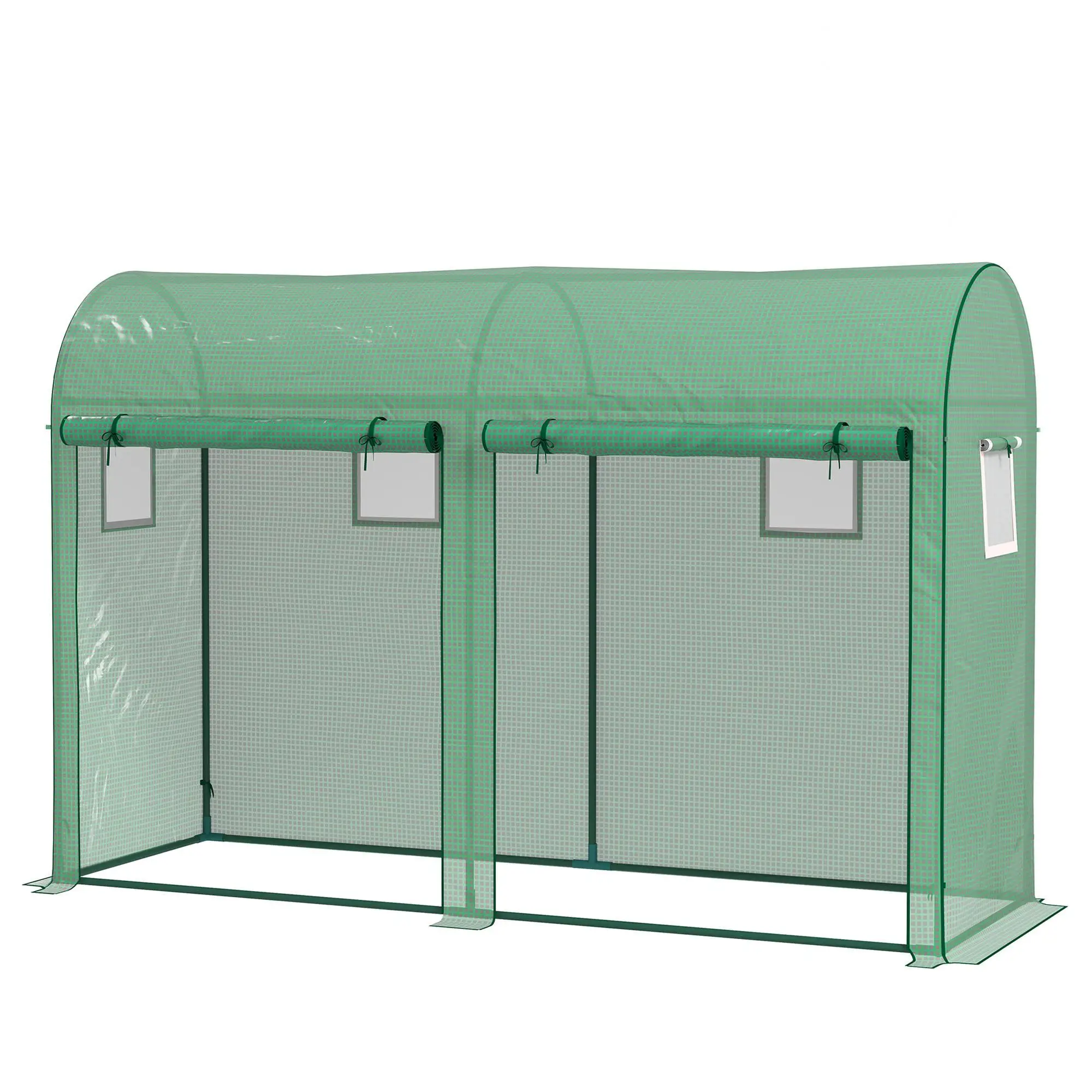 Serre tunnel 300x100x200cm avec structure en acier, revêtement PE, double porte, 4 fenêtres pour jardin