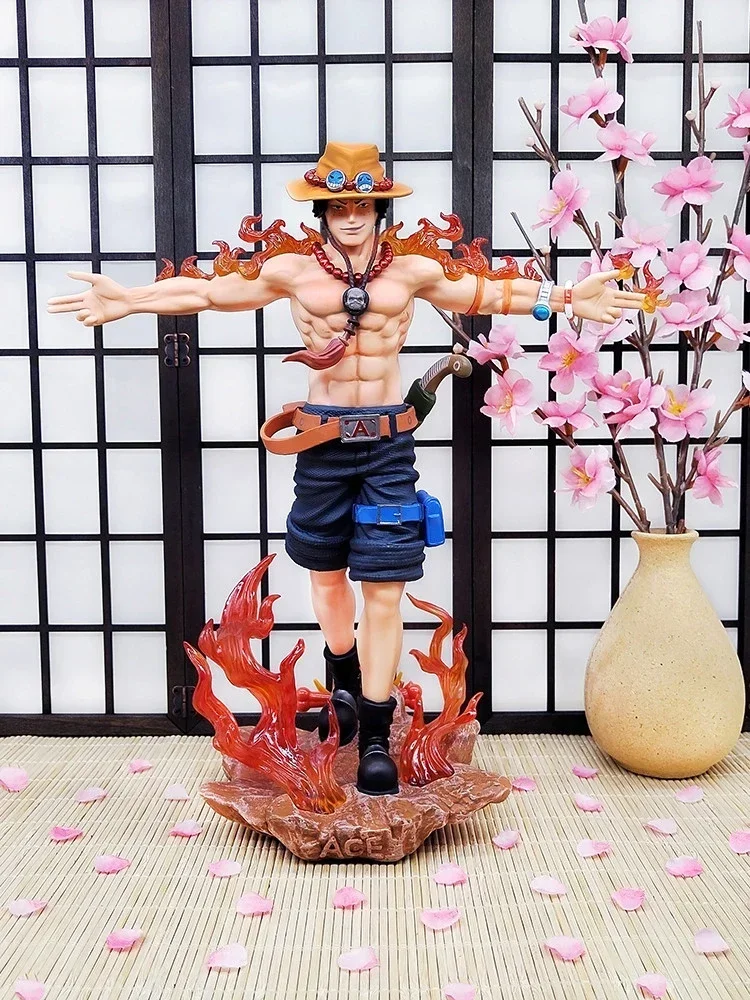 Bandai  One Piece Fire Fist Ace Handheld Ace Yan Emperor Cross Background Three Brothers Anime Handheld Model Desktop Decoration