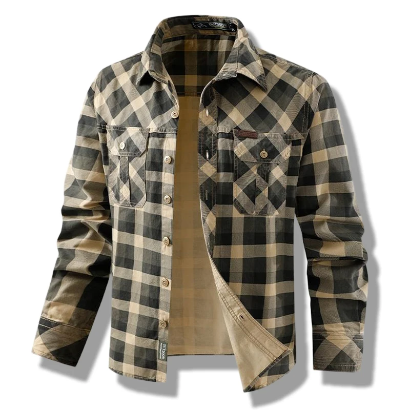 Men Military Cotton Long Sleeve Plaid Shirts Spring Autumn Lightweight Quick Dry Shirts Outdoor Tactical Work Cargo Shirts