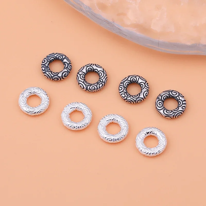 5 pieces of handmade diy material jewelry accessories 925 sterling silver retro auspicious cloud circle beads spacer gasket