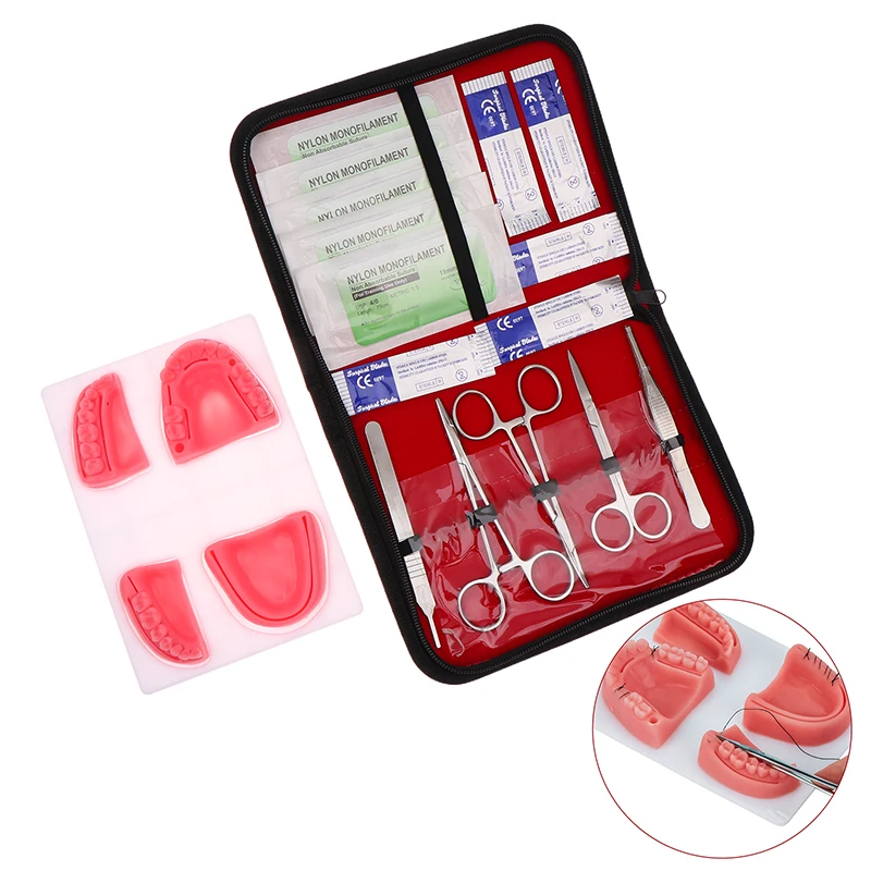 Dental Surgical Suture Training Kit Suture Practice Model Training Pad Scissors Tool Teaching Equipment Skin Operate Kit