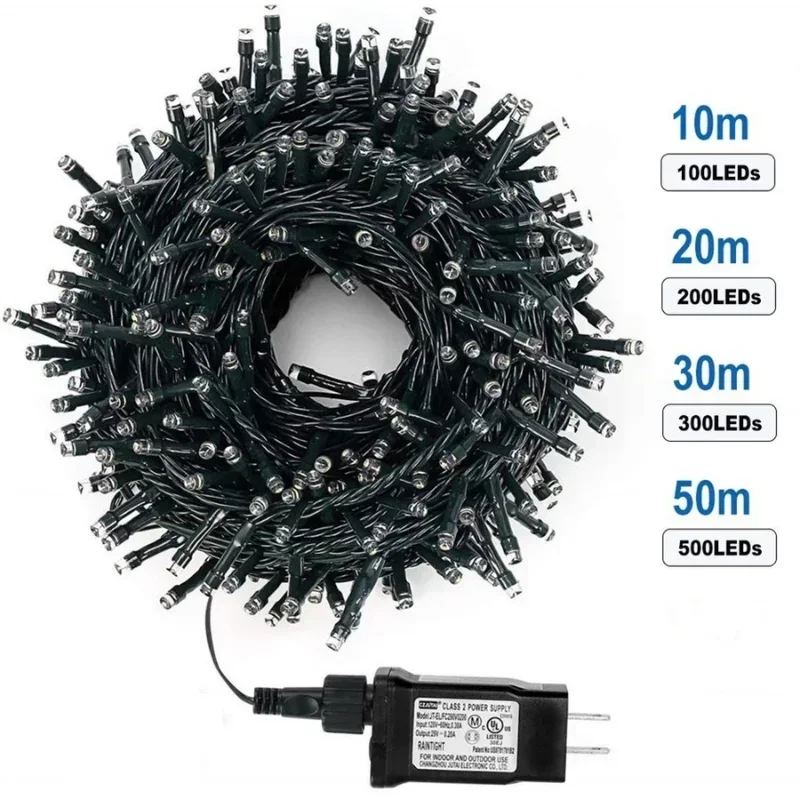 100/200/300/500LED عيد الميلاد ضوء سلاسل في الهواء الطلق حديقة الديكور لقضاء عطلة السنة الجديدة تجمعات احتفالية