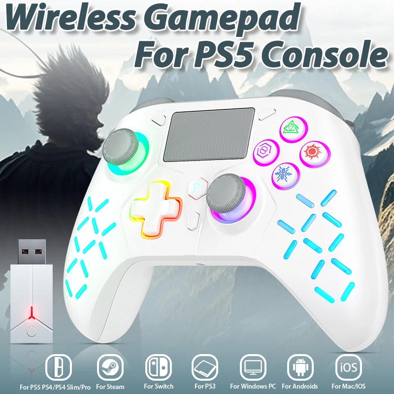 For PS5 Console Wireless Gamepad W/ Turbo Dual Vibration Programming FUNC Remote Control Game Accessories