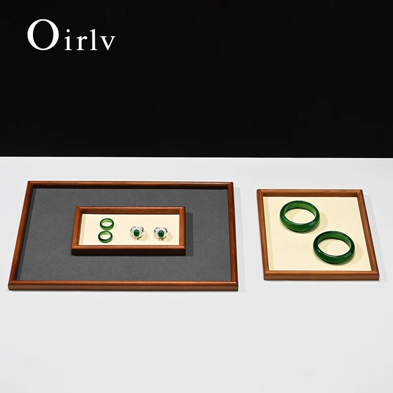 Oirlv 4 Size Wooden Jewelry Tray For Ring Earrings Bracelet Bangle Necklace Rectangle Jewelry Display Stand Jewelry Tray Hot