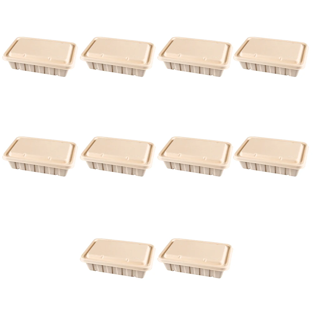 

10 Pcs Paper Pulp Eco Friendly Food Container High Capacity Packing Box Lunch Box Storage Kitchen Material