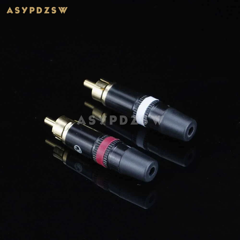 1 Pair HIFI YS373 Pure copper gold-plated male RCA plug Amplifier lotus plug