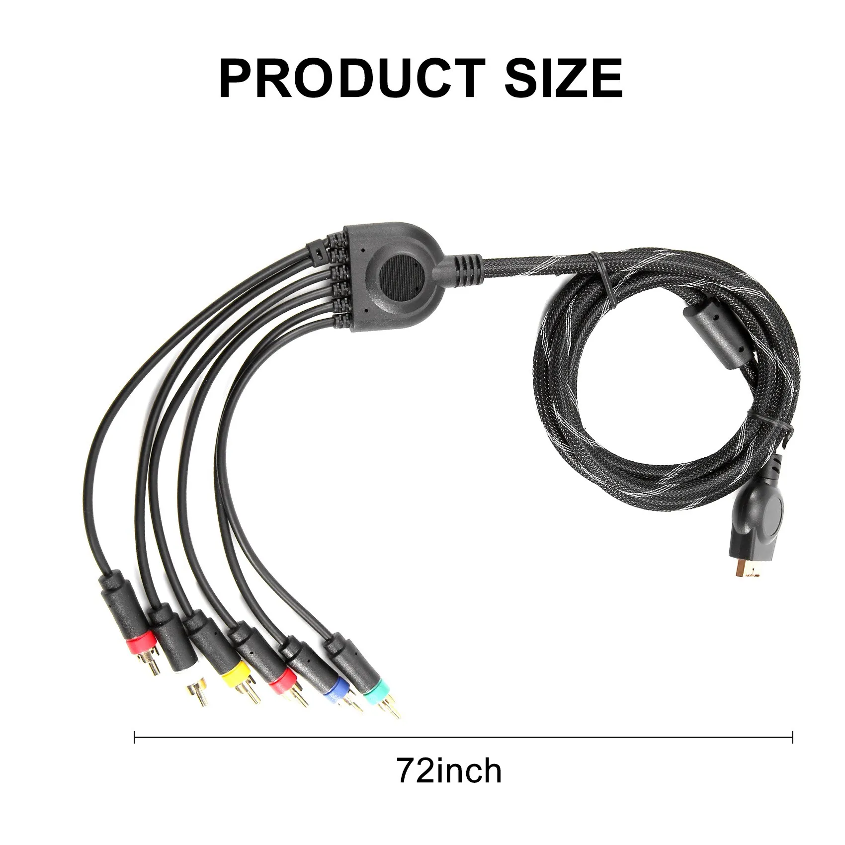 B31B Component Cable for PS2/PS3, 1.8M High Resolution AV Cable, 480p/1080p Game Accessories for LCD Plasma HDTV