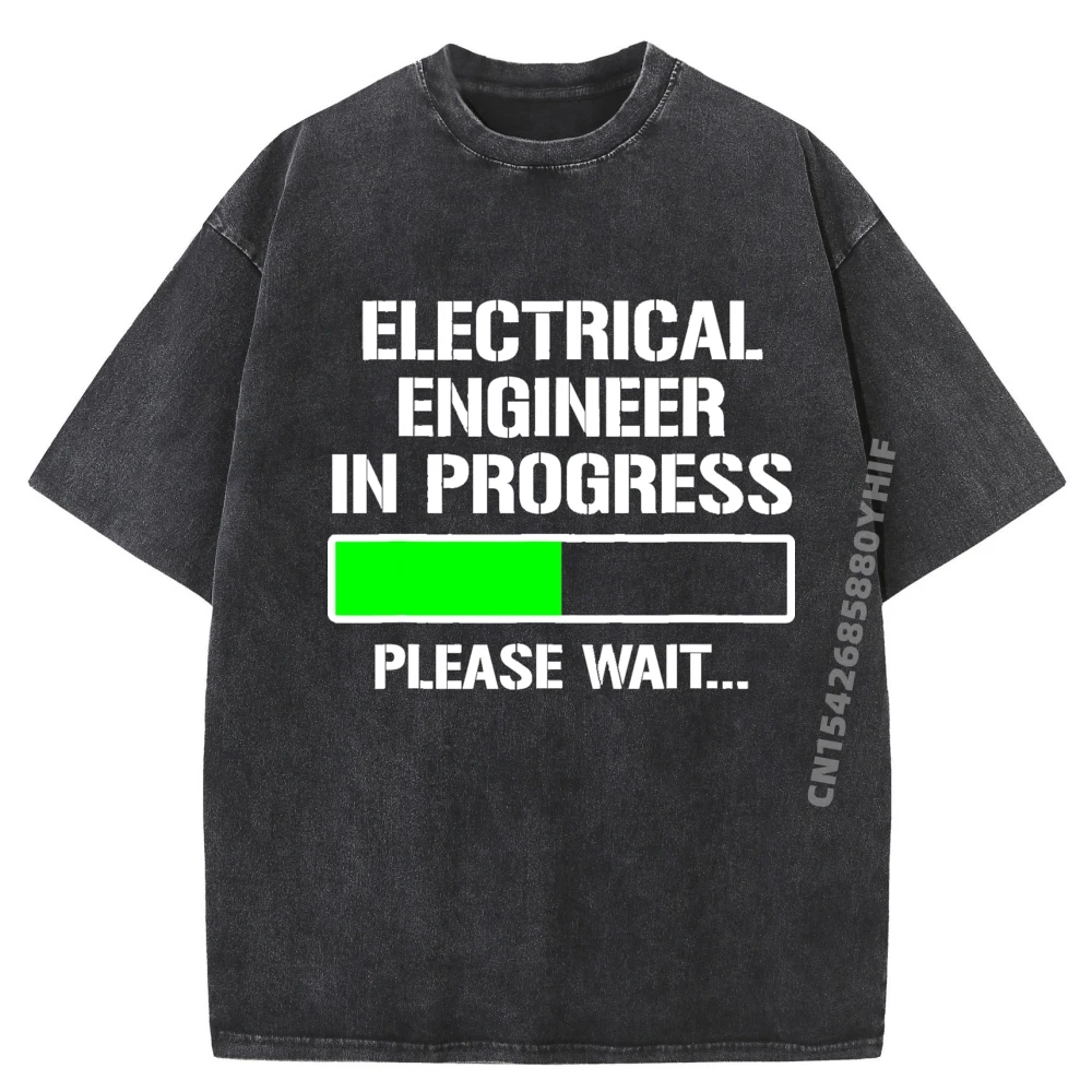 

Mens Washed Shirt Electrical Engineer In Progress Funny Engineering Student Mens Shirts Graphic Tee Leisure T-shirt