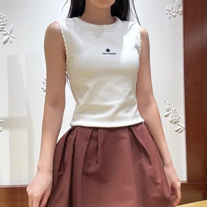 

Футболка Ele ort Svel round Ne, облегающая хлопковая женская футболка с кружевной отделкой ручной работы, ранняя осень, модный дизайн