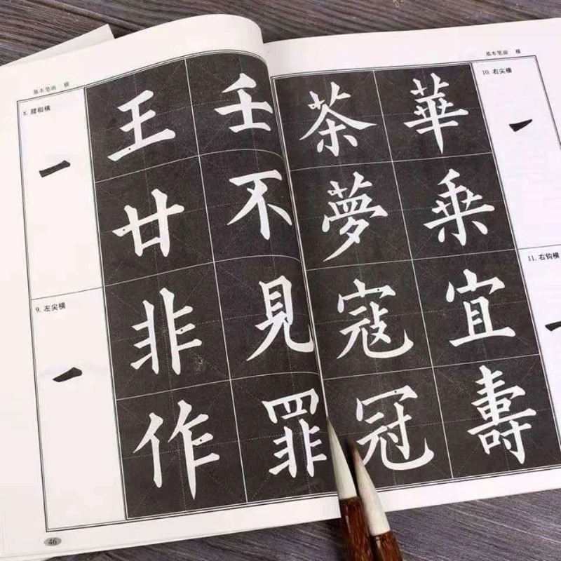 Regular Script Chinese Calligraphy Tutorial Copybook Running Script Basic Stroke Frame Structure Technique Book with Explanation