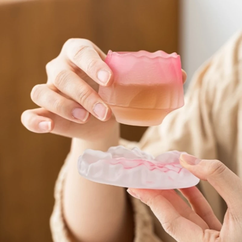

Japanese Gradient Glass Cup, “Glacier Pink” Drinking Glass, Hostess Tumbler, Cozy Tea Cup—For Tea Time & Gifts