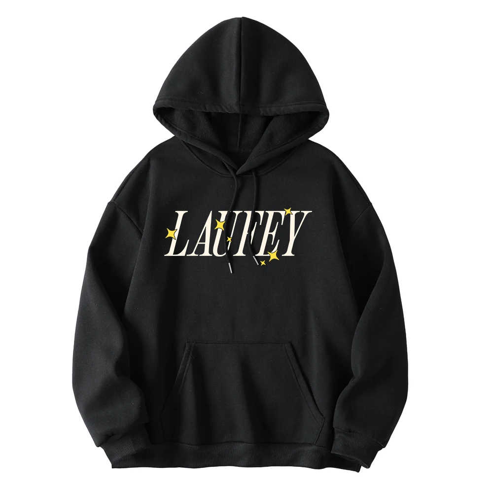 

Laufey Aurora Pocket drawstring hoodie casual printed fleece long sleeved hoodies