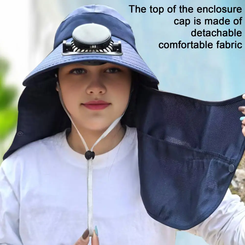 

Wide-brimmed Hat with Fan Environmentally Sun Hat Wide Brim Solar Fan Hat with Neck Flap Face Outdoor Camping Accessories