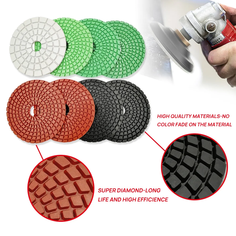 DT-Diatool 10pcs Set 100MM Wet Diamond Polishing Pads polishing Disc for Granite or Marble Dia 4inch Angle Grinder Sanding Disc