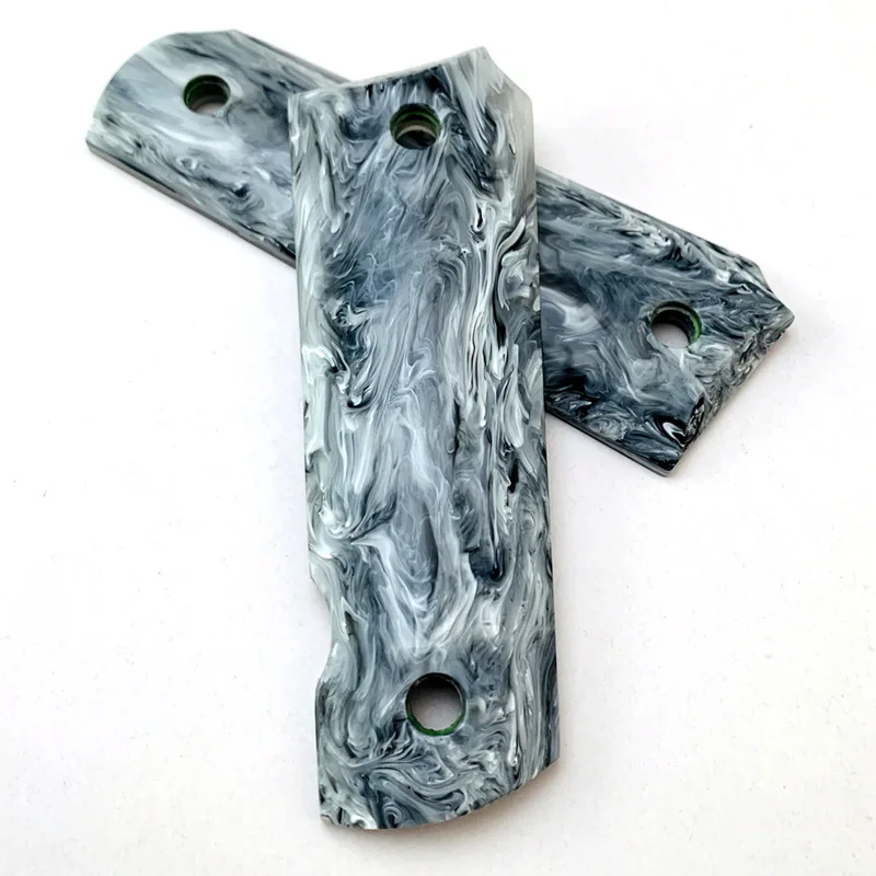 A Pair of Acrylic Knife Grip Panels (Marble Texture) - For 1911 Parts, DIY CNC Grip Material - view 2