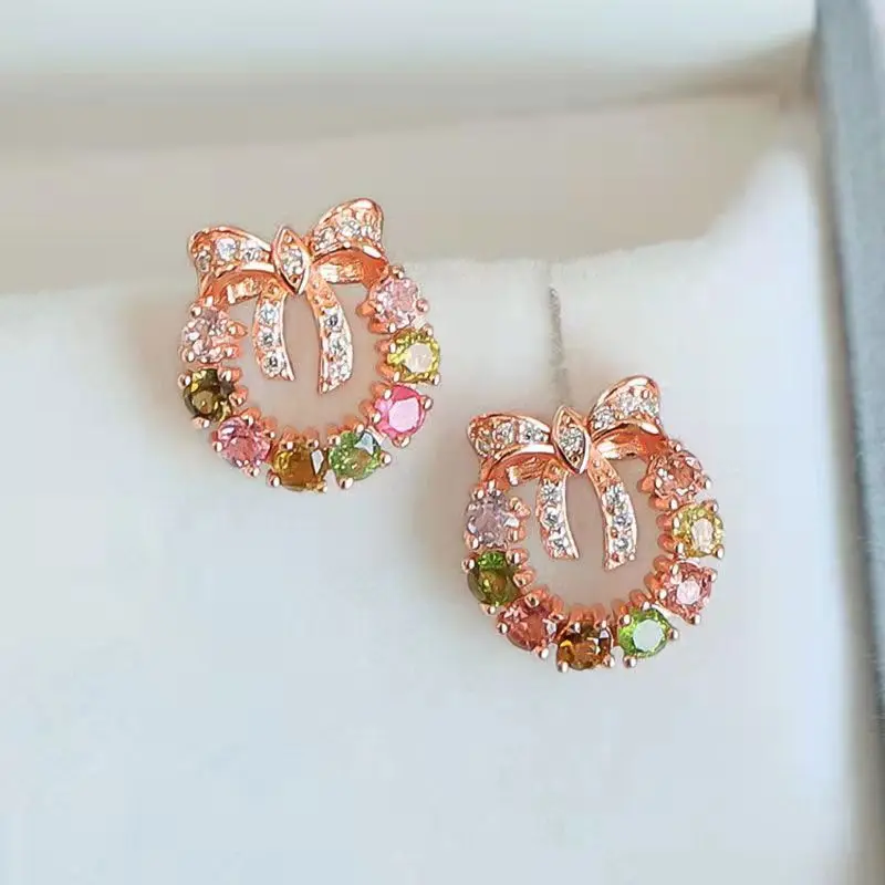 

Серьги-гвоздики в стиле ретро с инкрустацией бриллиантами и бантиками, ярких цветов, милые и очаровательные серьги для женщин, подходящие для повседневного ношения, в качестве подарка.