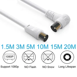 Digital RF RG6 TV Cable 90 degree Coaxial Satellite Antenna Video Cable 1.5m 3m 5m 10m 15m 20m for HD Television STB Line