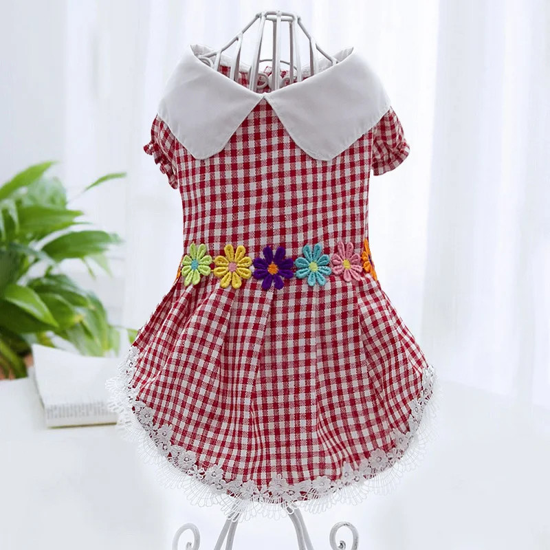 

The New Dog Dresses for Small Dogs Girl Dog Clothes Puppy Clothes Spring and Summer Small Grid Leisure