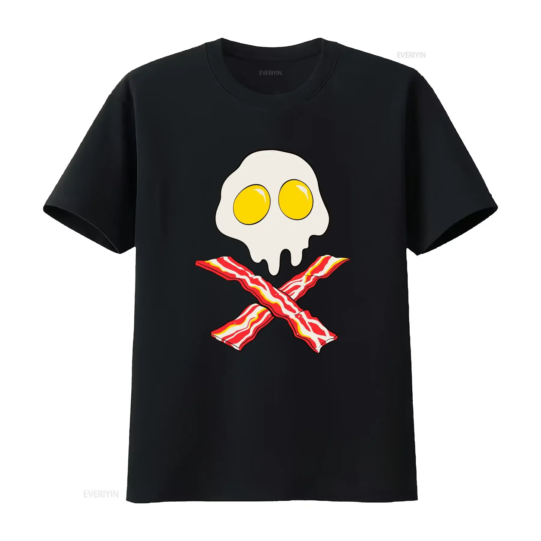 Bacon Eggs Skull Crossbones Heart Healthy Funny Paleo Food Humor Mens T shirt vintage Washed Stylish Slightly streetwear