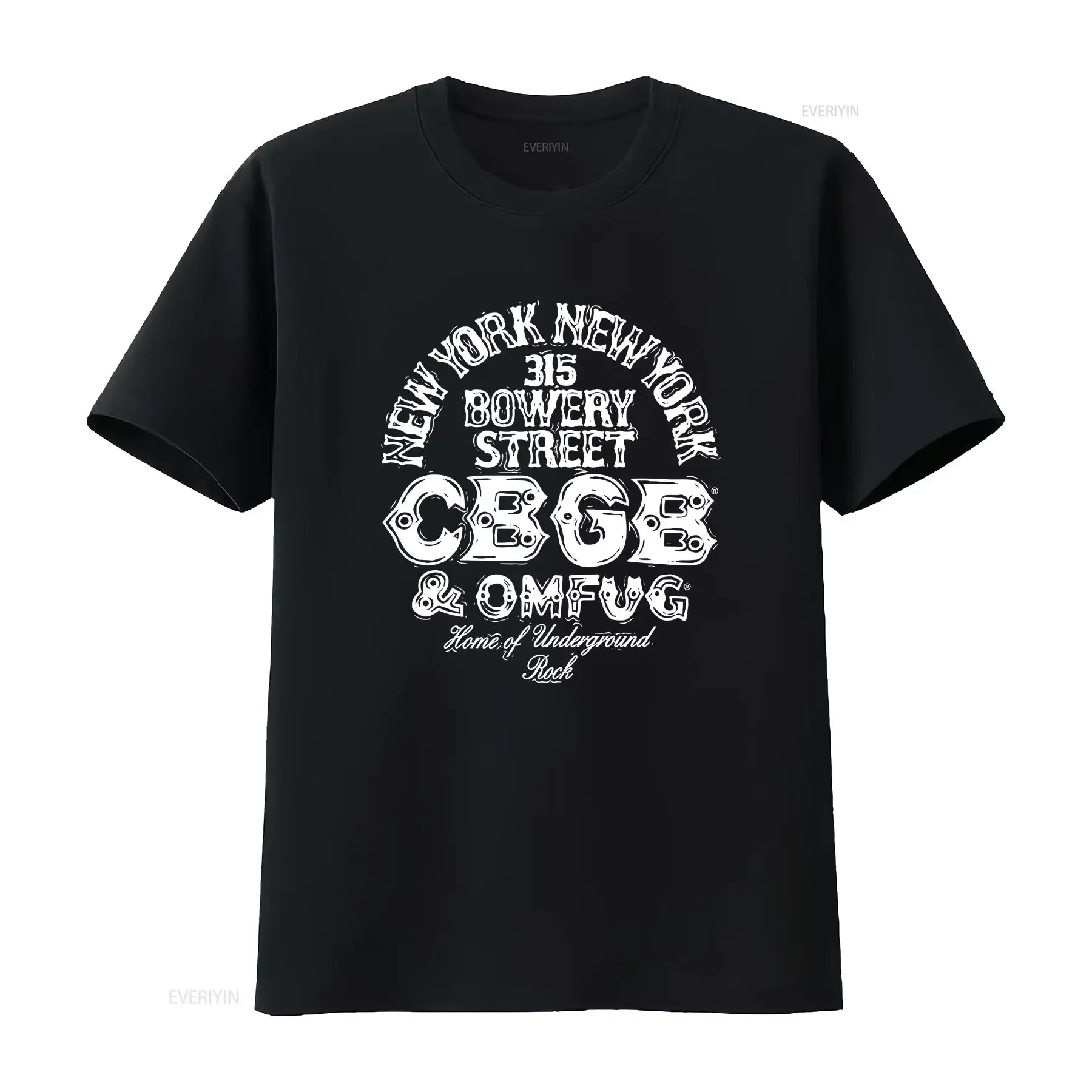 

CBGB 315 Bowery St New York Men's T Shirt Rock Music Band Tour Concert Merch vintage Washed Top For Everyday Wear Soft Slightly