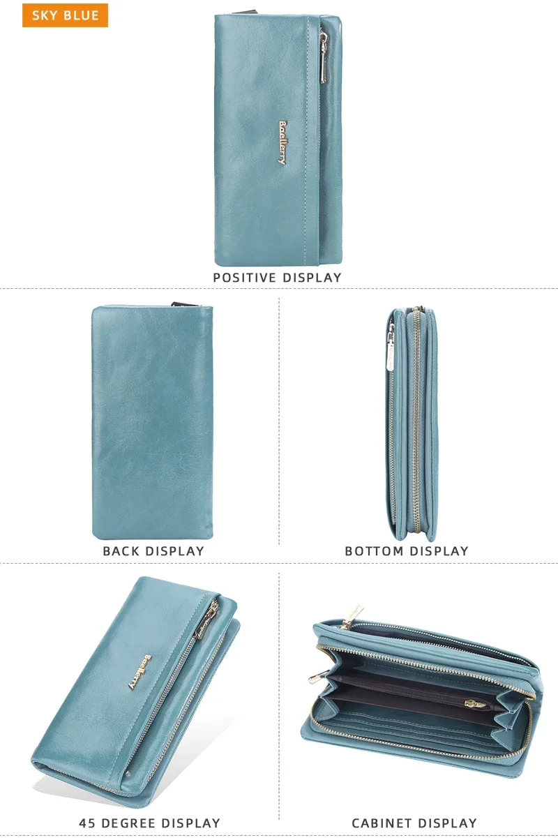 Baellerry Lange Damen-Geldbörsen, Tasche mit Handyfach, Namensgravur, Marken-Damen-Geldbörse mit Reißverschluss, Kartenhalter, Damen-Geldbörse für Mädchen – Detail 17