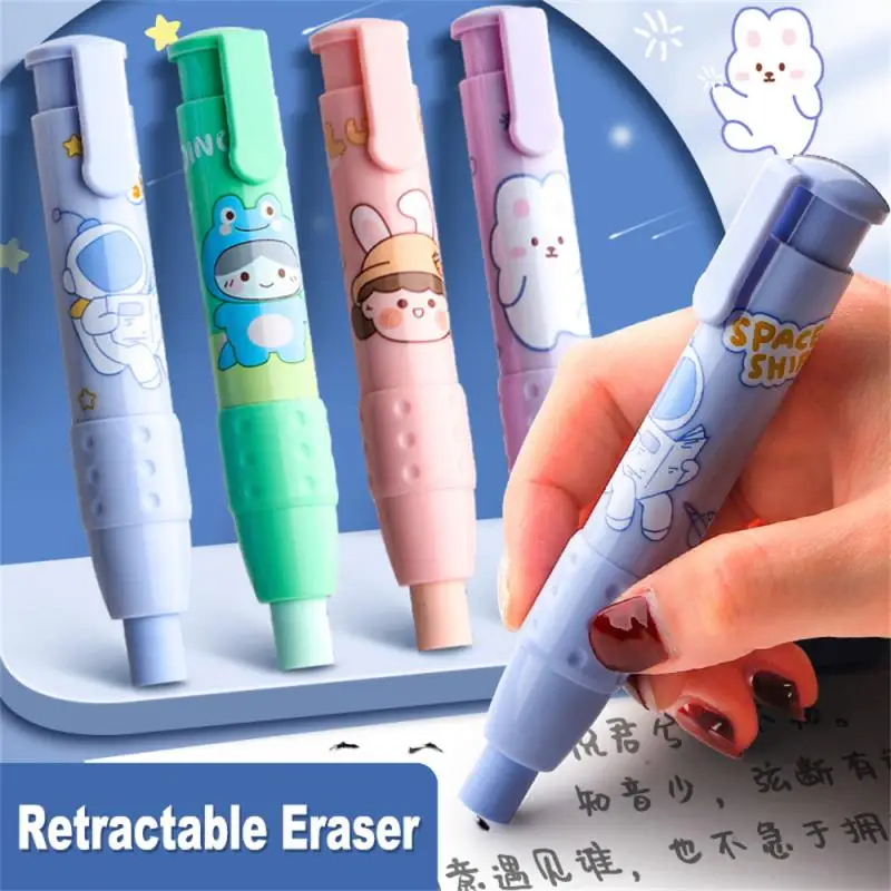 Retractable Pushable Eraser Student Pencil Rubber for Kids Drawing Design Office Pen type Press Eraser Stationery