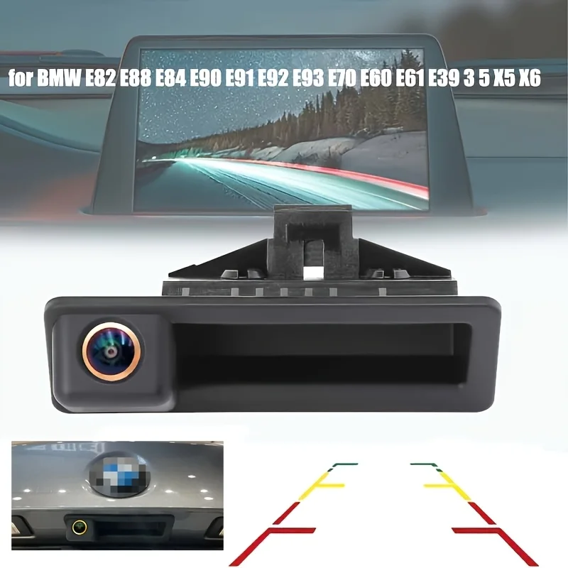 For BMW Trunk Handle Rear View Backup Camera - Fisheye Lens with Starlight Night Vision, Hardwired 12V Power, RCA Output