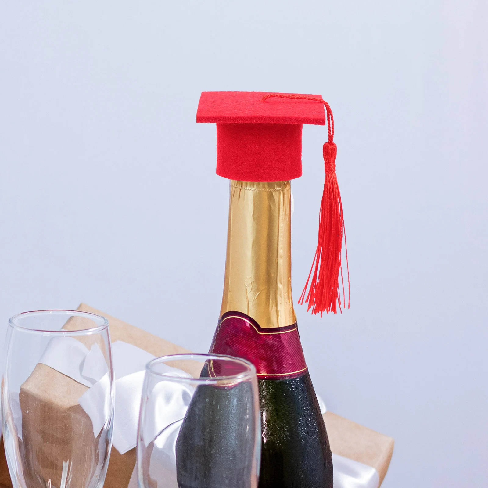 

6 Pcs Graduation Cap Hat Bottle Topper Party Small Caps Cover Goblet Mini Doctoral with Tassels Accessories Hats
