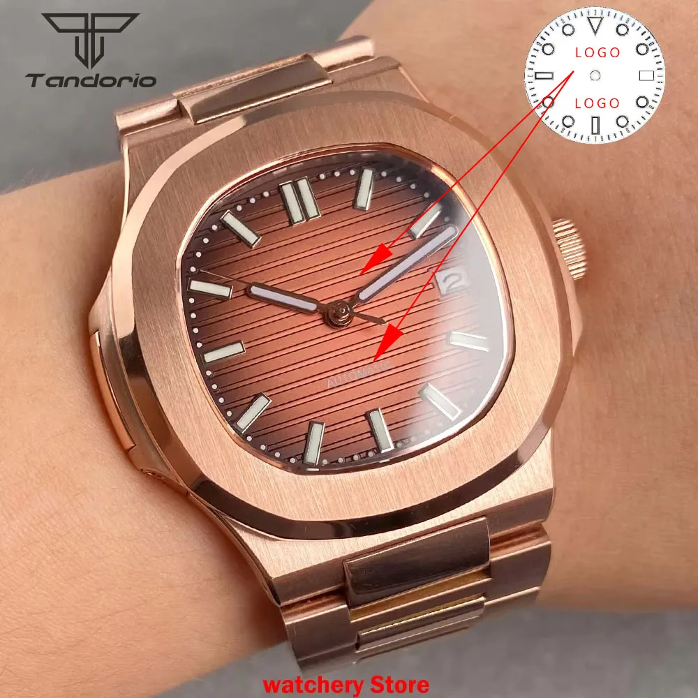 

Customized New 40mm Rose Gold Square NH35A Automatic Movement Sporty Classics Retro Men's Watch Sapphire Glass Steel Bracelet