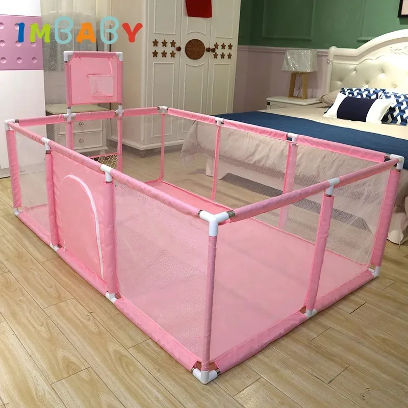 

IMBABY Baby Playground Pink Baby corralitos With Single Football Gate Baby Balls Pool Fence Corral for Babies from 0 to 6 Months