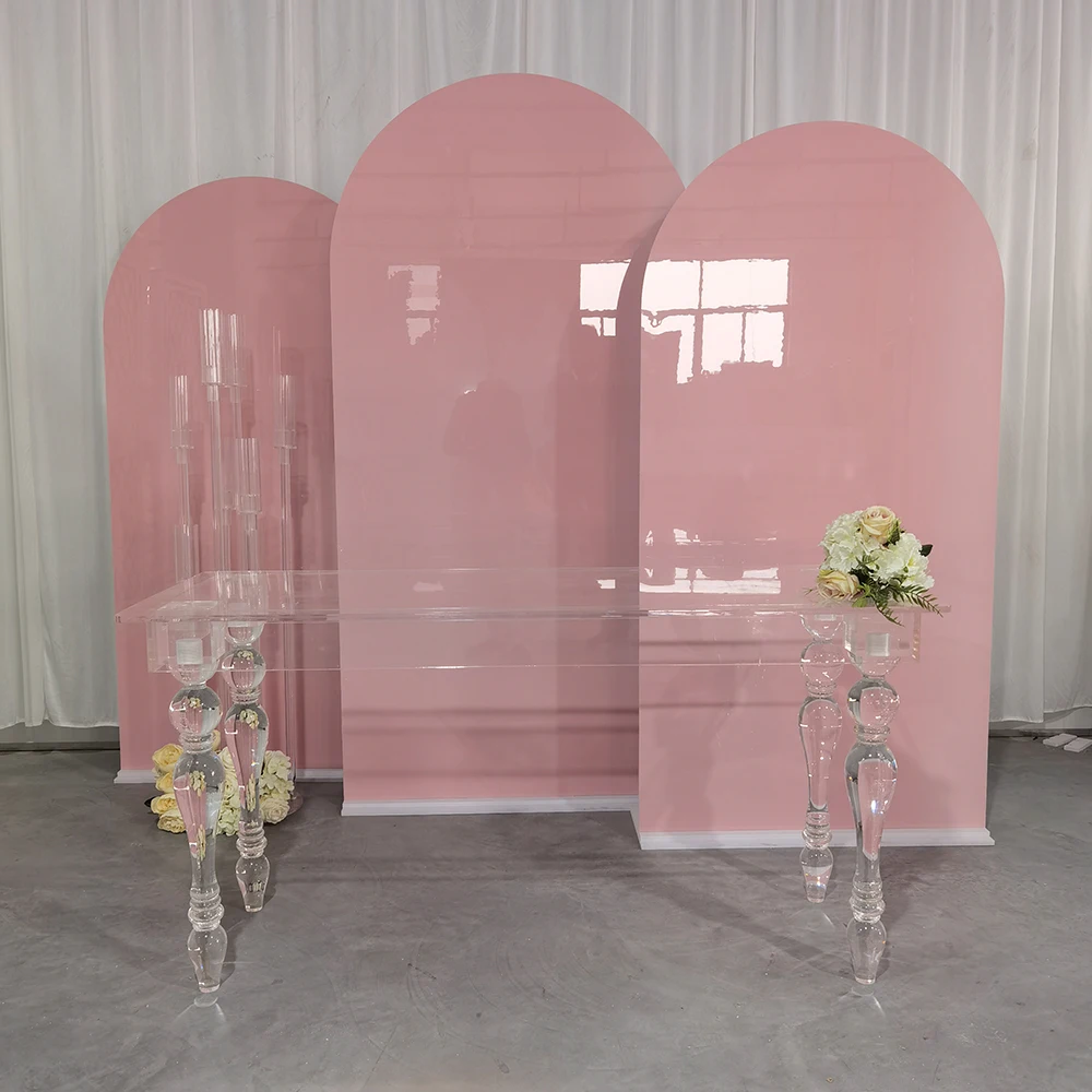 Wholesale White Pink Color Acrylic Panel Backdrop Arch Backdrop Set With Acrylic Backdrop