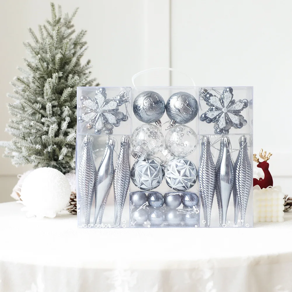 2025 Christmas Ball Hanging Snowflake Navidad Special-shaped Red Gold Pink Ornament Xmas Tree Decoration Pendant Home Decor image 2