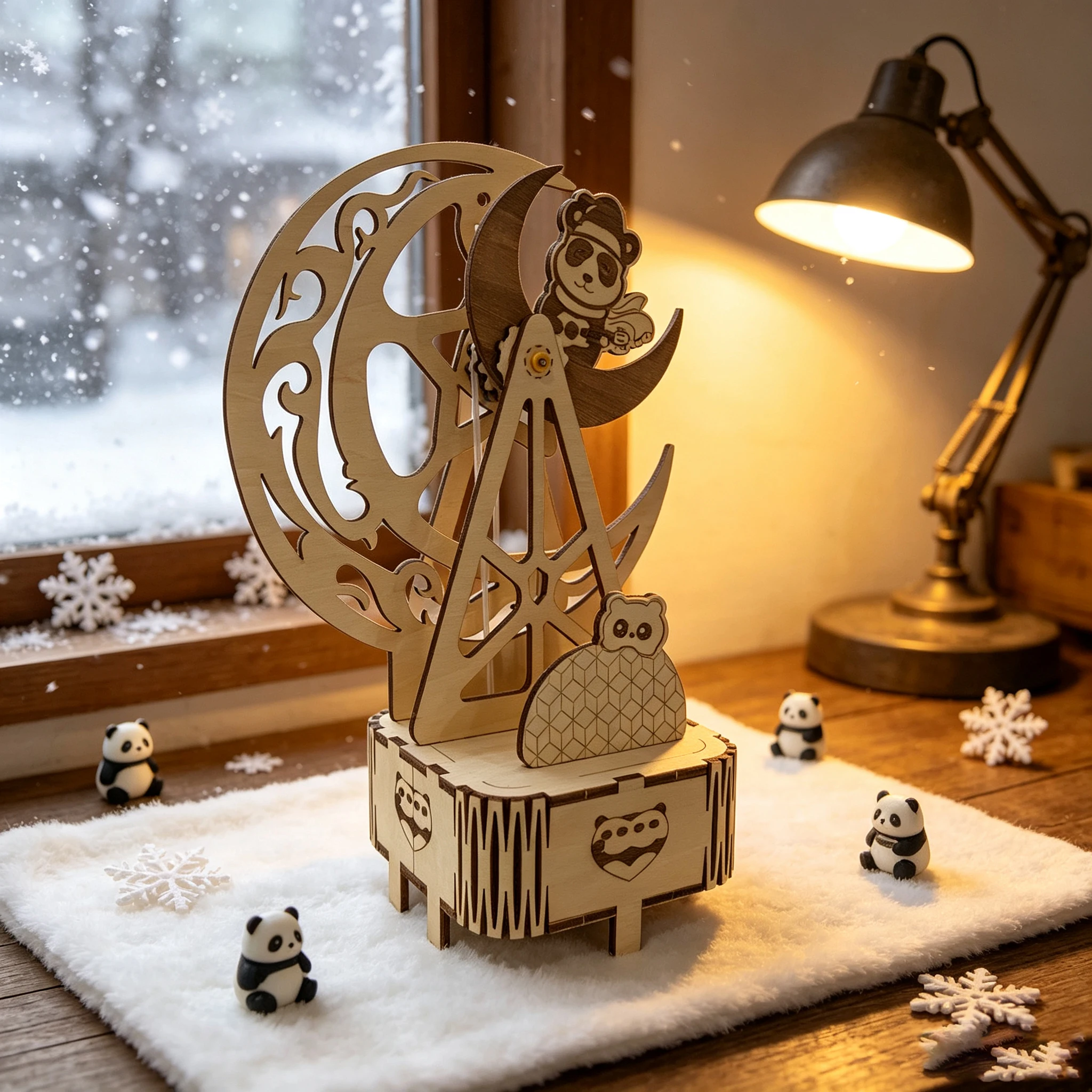 DIY Rotating Moon Ferris Wheel - Music Box Wooden 3D Puzzle Rotating 评论和价格