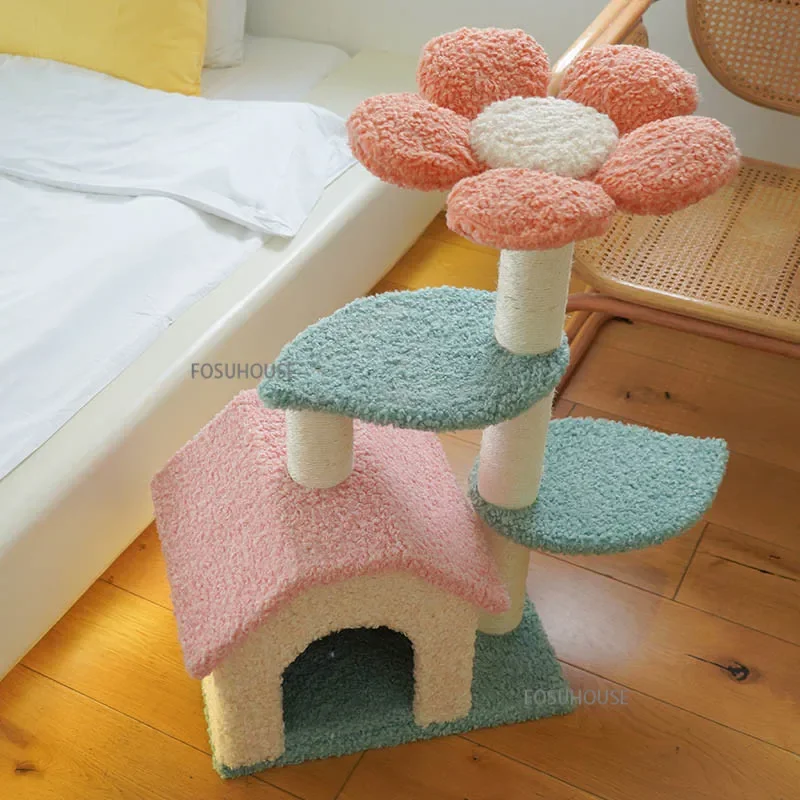 Nordic Pet Toy Cat Climbing Frame for Pet Supplies Cat House Furniture Sisal Rope Post Grab Board Solid Wood High-rise Cat Tree